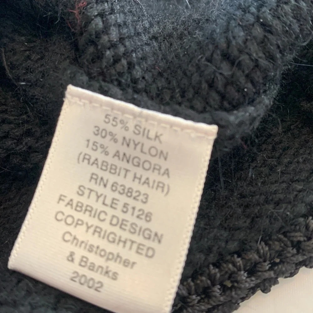 Christopher and Banks Silk Rabbit Angora Ditsy Pearl Dot Black Sweater Med/Large - Picture 9 of 13